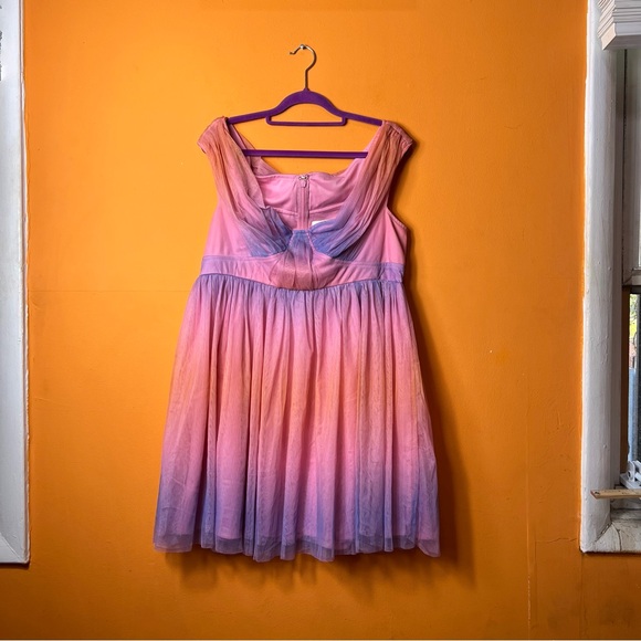 Anaya With Love Bardot Tulle On Shoulder Mini Dress Ombré Size 12 Multicolor - Picture 1 of 8